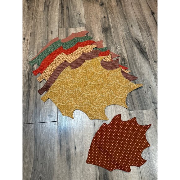 Quilt Leaves 7 Fabric Cutouts Set 6 Placemats In Assorted Autumn Colors With Var - Picture 1 of 10